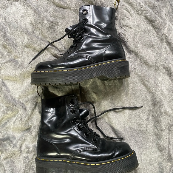 Dr. Martens Black Combat Boots women’s size 9 - Picture 2 of 2